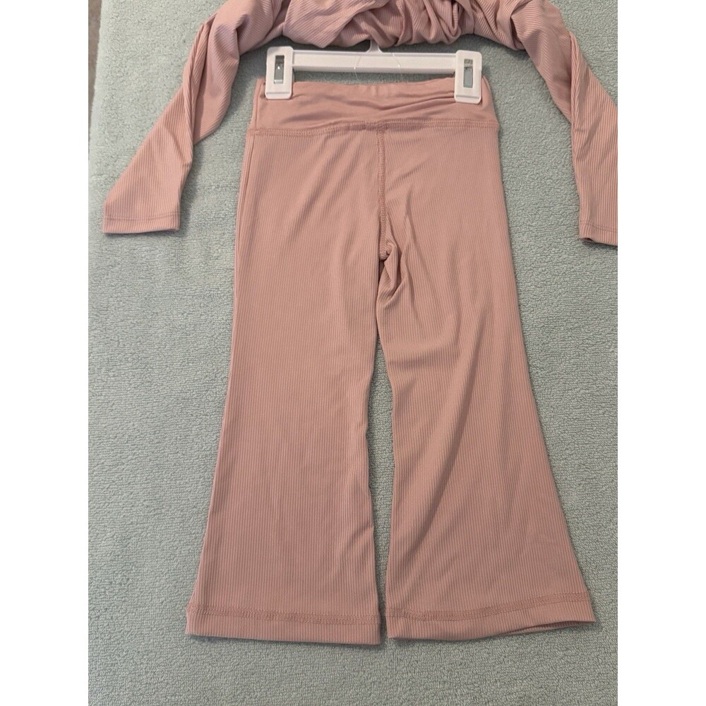 RBX Toddler Girls 2Pc Active Set 2T Bleached Mauve Ribbed Flare Pants NWT - Picture 4 of 7